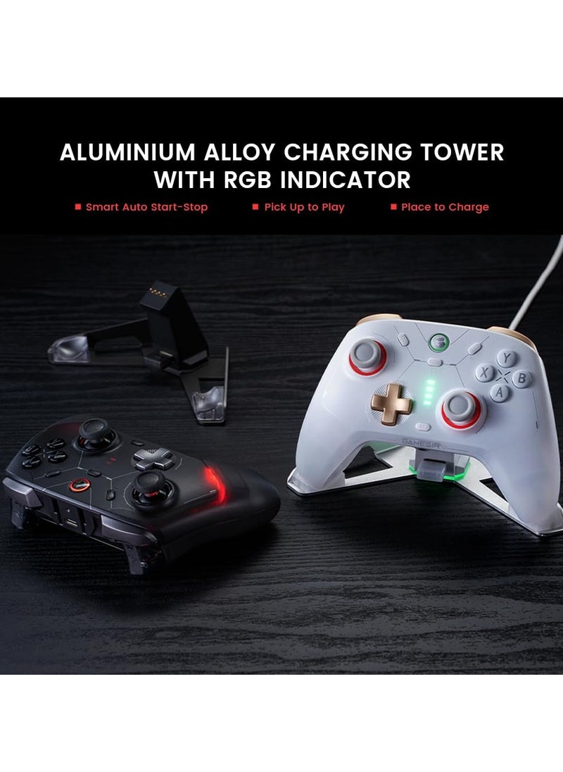 General - Classic Wireless Gamepad GameSir Cyclone 2 Daybreak Game Controller for PC / Steam / Switch / Android / iOS with RGB Lamp Wireless Audio Hall Linear Trigger and Micro Trigger Switch Six-Axis Gyroscope Aluminium Alloy Charging Dock White - Image 1