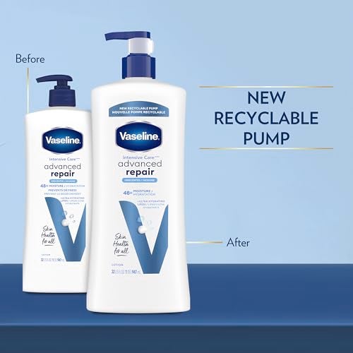 Vaseline Intensive Care Body Lotion Advanced Repair Unscented for Dry Skin Lotion Made with Ultra-Hydrating Lipids + Vaseline Jelly to Repair Extremely Dry Skin 32 Oz - Image 3