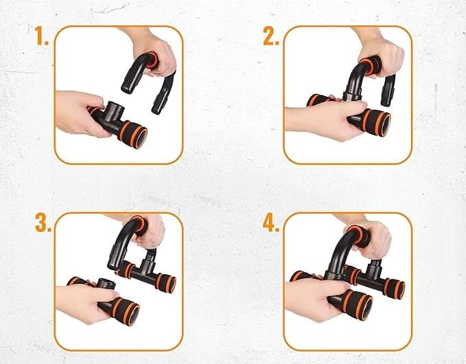 FIRST CHOICE foam grip home gym push up stand home workout and exercise for men and women (SHAPE PUSH UP BAR(BLACK & RED)) - Image 5