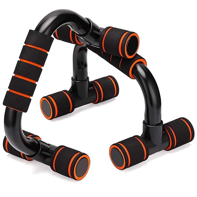 FIRST CHOICE foam grip home gym push up stand home workout and exercise for men and women (SHAPE PUSH UP BAR(BLACK & RED)) - Image 2