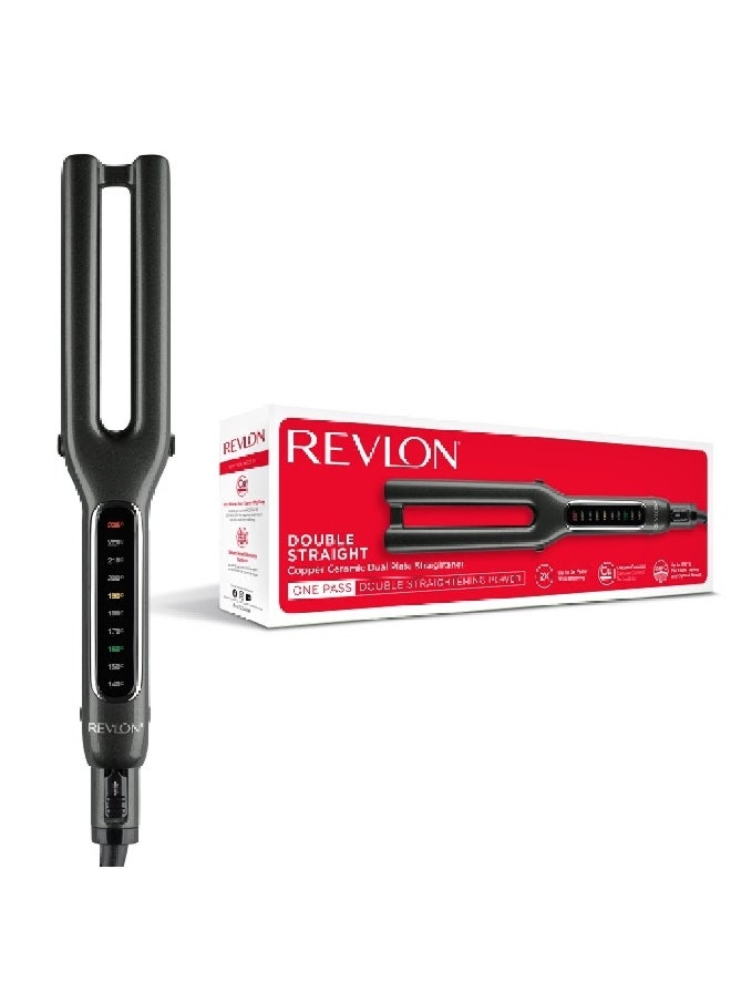 Revlon Double Straight Copper Ceramic Dual Plate Hair Straightener Black 11.5 x 5.5 x 36 cm RVST2204  - Image 2