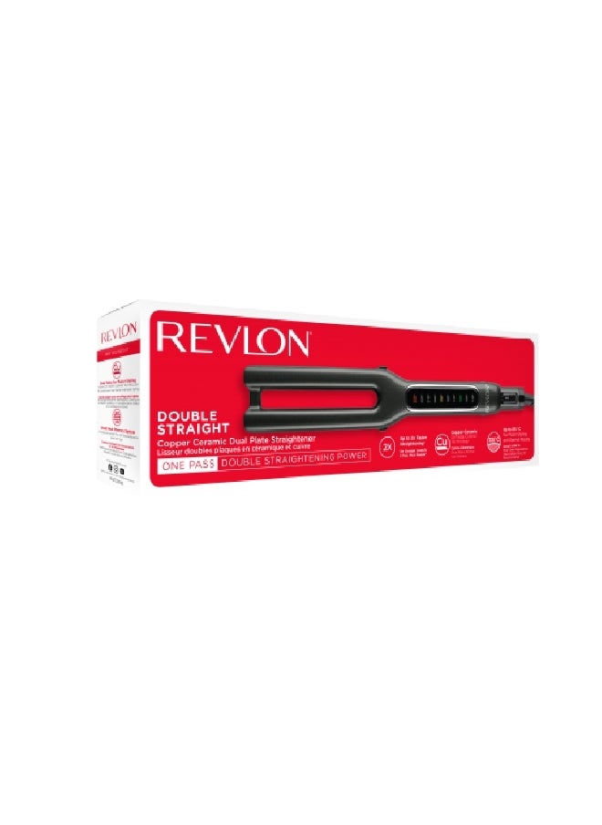 Revlon Double Straight Copper Ceramic Dual Plate Hair Straightener Black 11.5 x 5.5 x 36 cm RVST2204  - Image 3