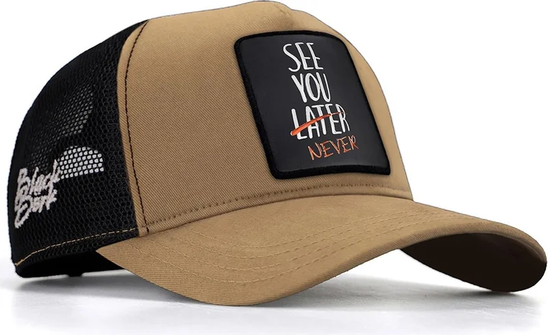 Black Börk Blackbörk V1 Trucker See You Later Never - Unisex Mink-Black Hat (Cap) with 2 Code Logo