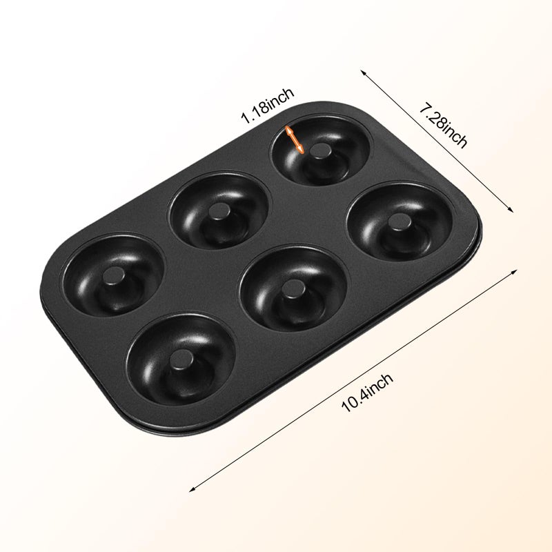 Shudyear Non-Stick Donut Baking Tray | 10.4" x 7.28" Donut Tray with 6 Donut Molds | Steel Donut Tray | Make the perfect bagel and cake donuts(2pc) - Image 2