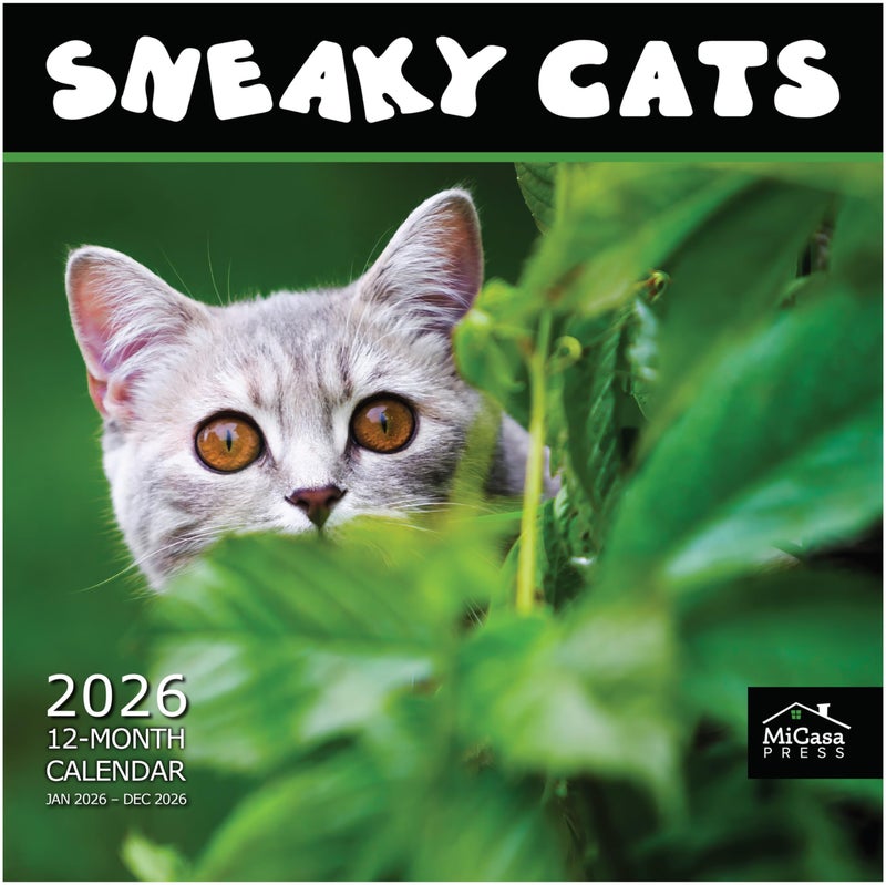 MICASA PRESS Sneaky Cats 2026 Wall Calendar 12 Month | 12" x 24" Open | Thick & Sturdy Paper | Holiday Gift | Funny Kitten Cat Calendar 2026 - Image 1