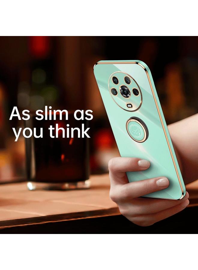 S-TOP Case For Honor 70 XINLI Straight Edge 6D Electroplate TPU Phone Case with Ring Holder - Image 2