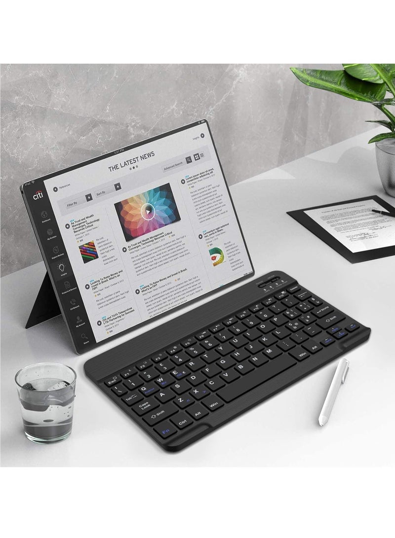 Wireless Bluetooth Keyboard for iPad/Samsung Tablet/Huawei/Lenovo, Rechargeable Ultra Slim Keyboard Compatible IOS/Windows/Android, Italian QWERTY Layout, Black