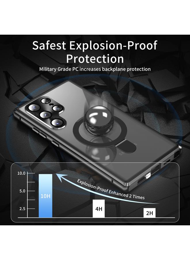 اس-توب جراب هاتف Samsung Galaxy S24 Ultra 5G MagSafe المغناطيسي المقاوم للخصوصية مع حامل زجاجي مقسّى - Image 2