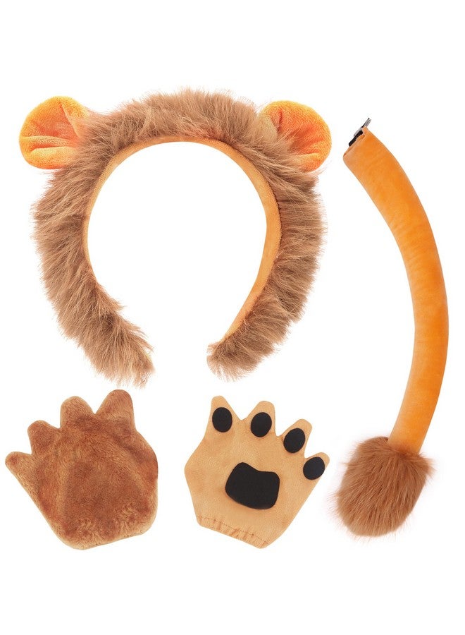 Cubaco CUBACO Lion Costumes Set Halloween Lion Ears Headband Tail and Ears and Paw Set for Adults Cosplay Hair Band for Christmas Parties Head Wear Hair Accessories for Women Men - Image 1