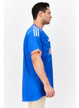 Adidas Men Sportswear Fit Short Sleeve Outdoor Indian Cricket Jersey, Blue  - Image 2