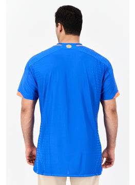 Adidas Men Sportswear Fit Short Sleeve Outdoor Indian Cricket Jersey, Blue  - Image 3