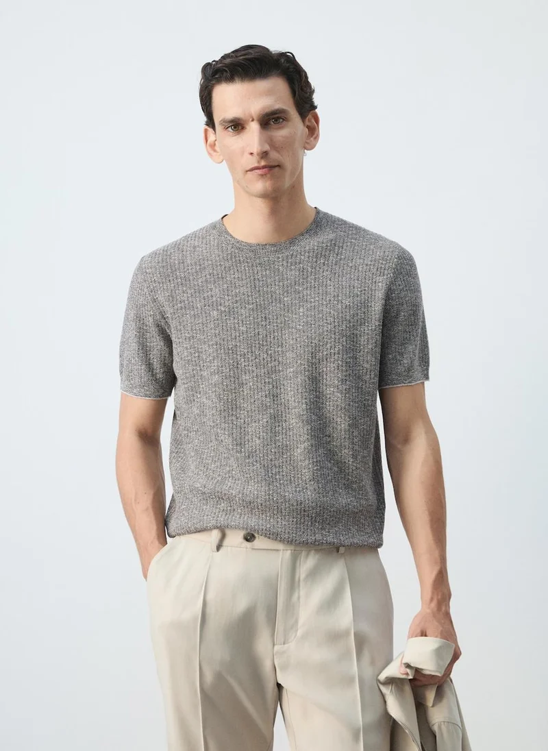 Cotton-Linen-Blend Knit T-Shirt