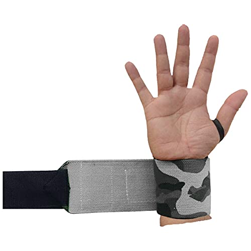 Kobo WTA-04 Camouflage Grey Wrist Wraps with Thumb Loop - Professional Wrist Support Braces for Men & Women - Weight Lifting Cross FitnessPower Lifting Strength Training (Camouflage-Grey) - Image 2