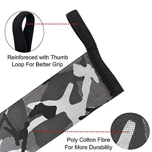 Kobo WTA-04 Camouflage Grey Wrist Wraps with Thumb Loop - Professional Wrist Support Braces for Men & Women - Weight Lifting Cross FitnessPower Lifting Strength Training (Camouflage-Grey) - Image 5