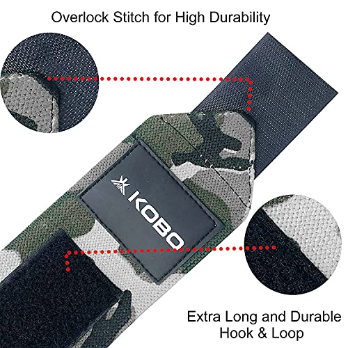 Kobo WTA-04 Camouflage Grey Wrist Wraps with Thumb Loop - Professional Wrist Support Braces for Men & Women - Weight Lifting Cross FitnessPower Lifting Strength Training (Camouflage-Grey) - Image 4