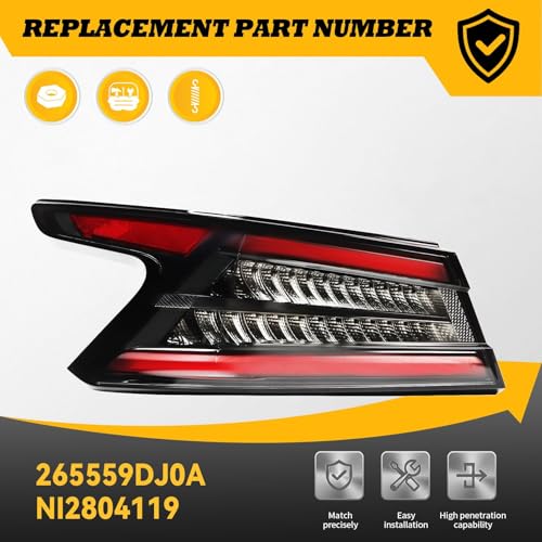 Jecoupoon Driver Side Tail Light Assembly Compatible with Maxima 2019-2023 Rear Taillight Tail lamp 265559DJOA NI2804119 (Left) - Image 2