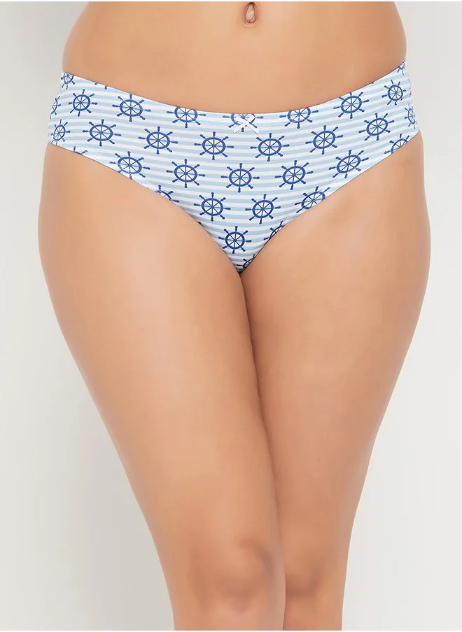 Clovia Clovia Pack of 5 Low Waist Sea Theme Printed Thong with Inner Elastic - Cotton