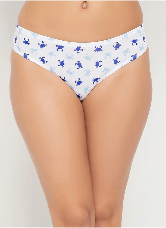 Clovia Clovia Pack of 5 Low Waist Sea Theme Printed Thong with Inner Elastic - Cotton