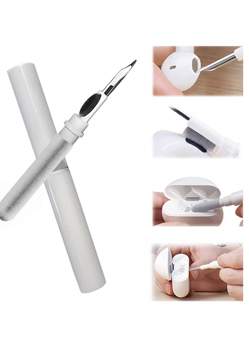 Earbuds Cleaning Pen Fits for Airpods Pro 1 2 3 Multi Cleaner Kit Soft Brush for Bluetooth Earphones Case Compact Portable Multifunctional Cleaning Kit (White)