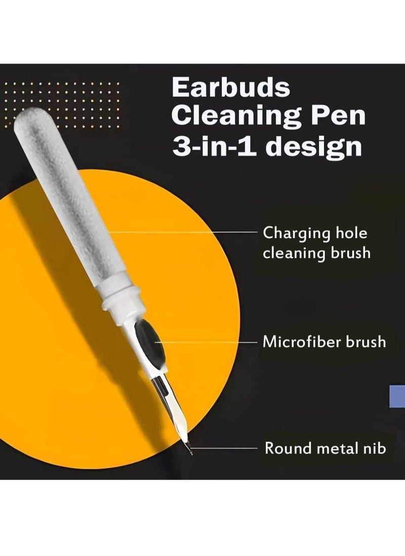 Earbuds Cleaning Pen Fits for Airpods Pro 1 2 3 Multi Cleaner Kit Soft Brush for Bluetooth Earphones Case Compact Portable Multifunctional Cleaning Kit (White)