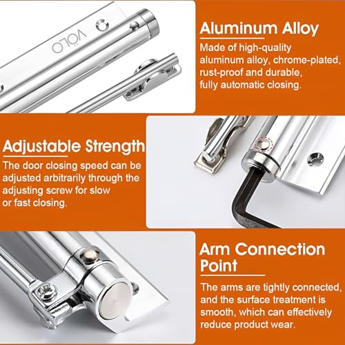 Volo Spring Door Closer for Residential/Commercial Purposes, for 35kg Light Weight PVC/Aluminium Doors, Converts Hinged Door to Automatic Self-Closing Door, Spring Door Closer (1) - Image 4