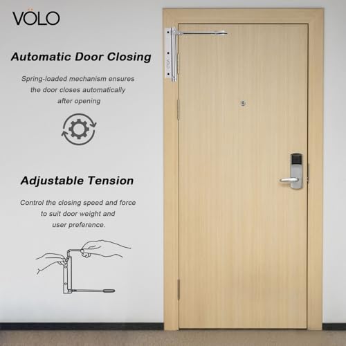 Volo Spring Door Closer for Residential/Commercial Purposes, for 35kg Light Weight PVC/Aluminium Doors, Converts Hinged Door to Automatic Self-Closing Door, Spring Door Closer (1) - Image 3