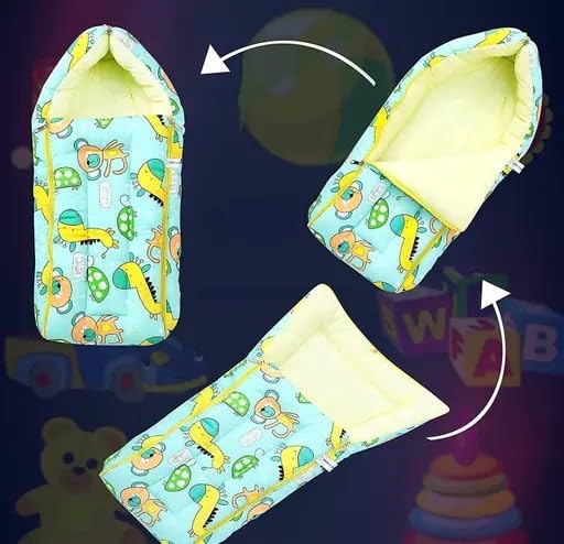 Filloxy Filloxy 3 in 1 Baby Bed,Sleeping Bag & Carry Nest, Cotton Bedding for New Born Infant,Portable Bassinet,Unisex Sleeping Bed, Hypoallergenic 0-6 Months, Soft Lightweight (Caterpillar Green) - Image 2