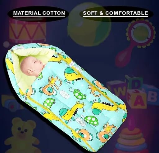 Filloxy Filloxy 3 in 1 Baby Bed,Sleeping Bag & Carry Nest, Cotton Bedding for New Born Infant,Portable Bassinet,Unisex Sleeping Bed, Hypoallergenic 0-6 Months, Soft Lightweight (Caterpillar Green) - Image 3