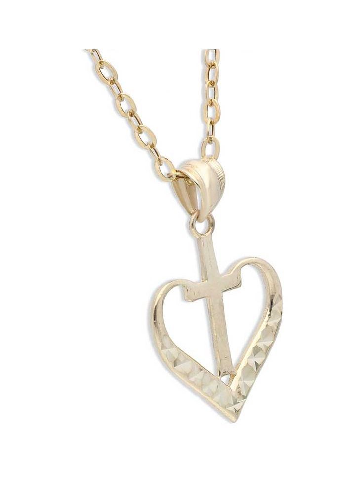 FK Jewellers Gold Necklace (Chain with Cross In Heart Pendant) 18KT - FKJNKL18KU1139 - Image 2
