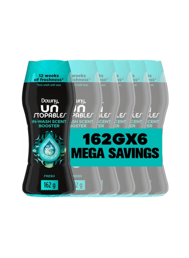 Downy Unstopables In-Wash Scent Booster Beads - Fresh Scent (162g x Pack of 6) - Mega Value Bundle - Image 1