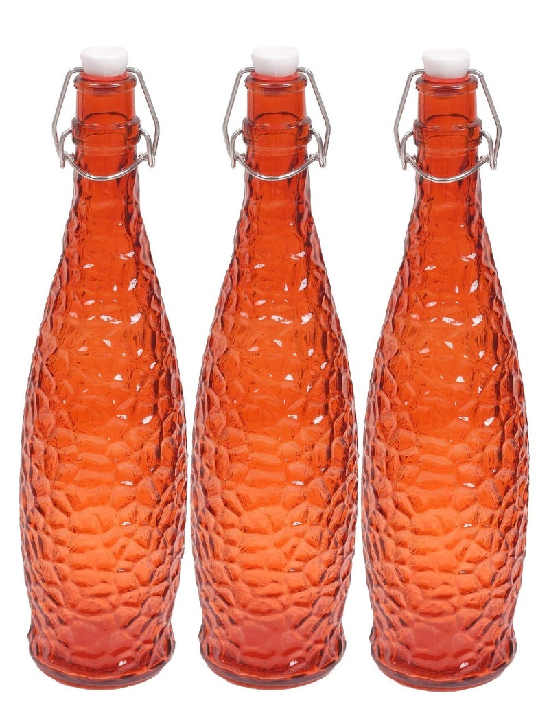 Machak Crick Glass Water Bottle For Fridge 1 ltr (Orange, Set of 3) - Image 5