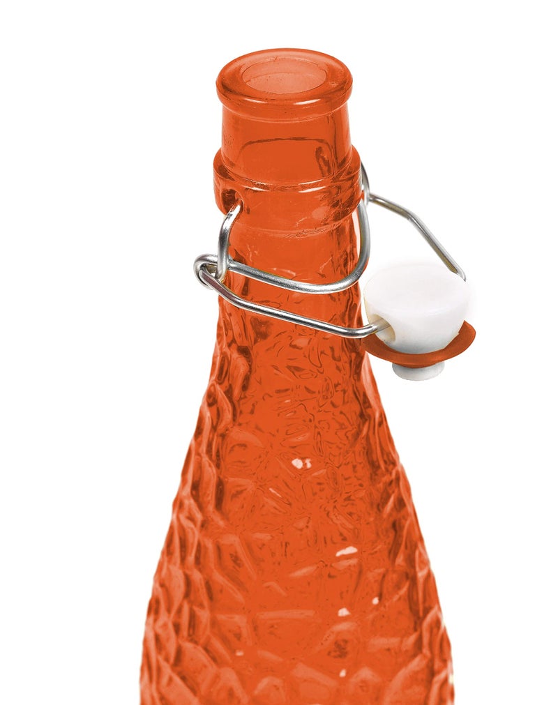 Machak Crick Glass Water Bottle For Fridge 1 ltr (Orange, Set of 3) - Image 4