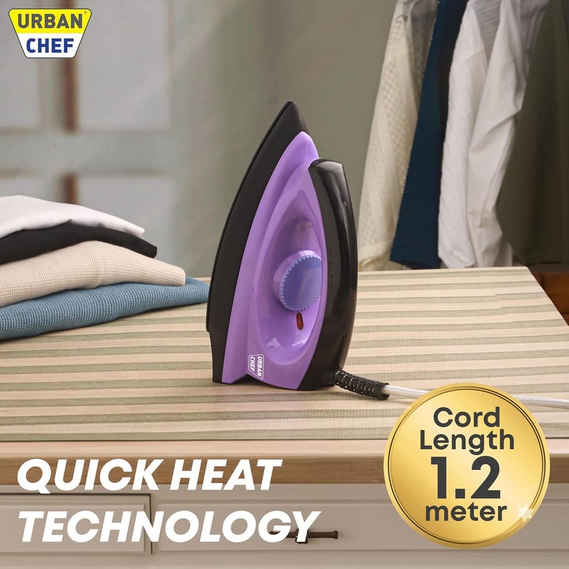 Urban Chef Ease Pro Iron Press 1 Year Warranty1000 Watt Iron Box Press Iron Electric IronDry IronIron for Clothes Press Light Weight NonStick Coated Heavy Sole PlatePurple Black - Image 5
