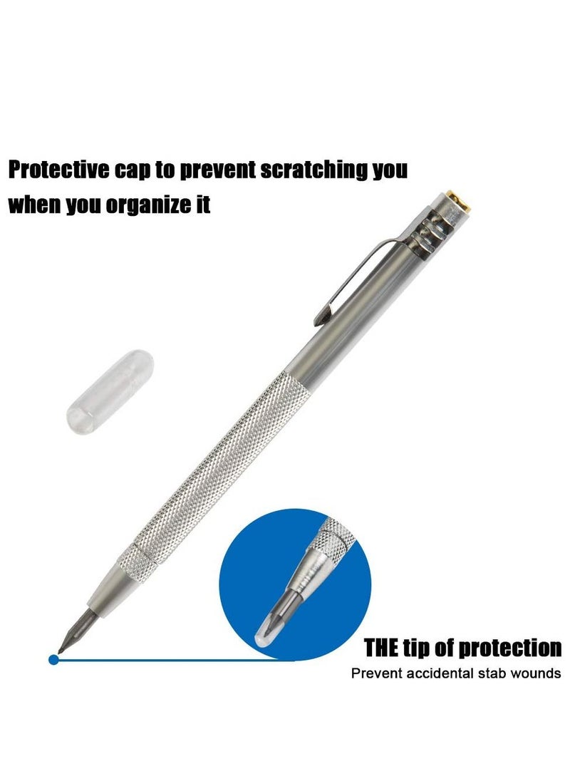 Tungsten Carbide Tip Scriber 2 pcs Aluminium Etching Pen with 2 Replacement Marking Tip for Glass Ceramics Metal Sheet
