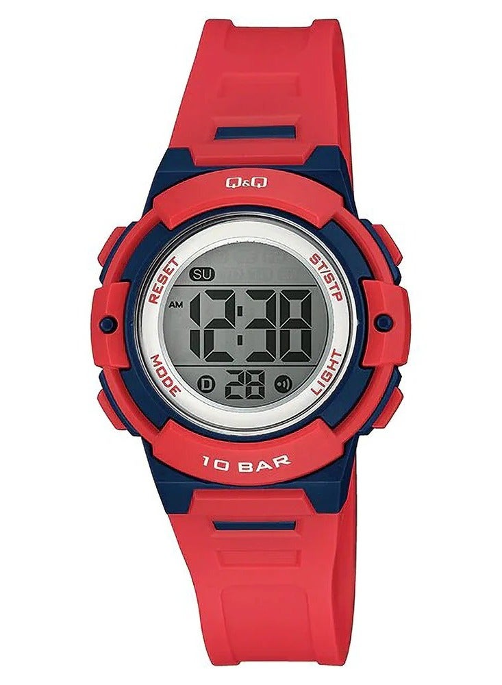 Q&Q Q&Q Watch for Women, Quartz Movement, Digital Display, Red Resin Strap-M185J002Y 