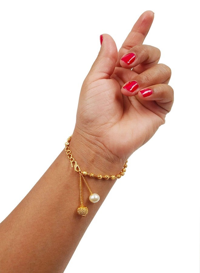 JHB Gold plated Brass Beads Bracelet for Girls And Women - Image 2