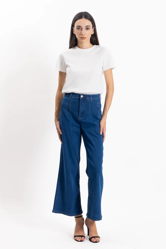 SHAPES DETAILED WIDE HIGH-RISE JEANS