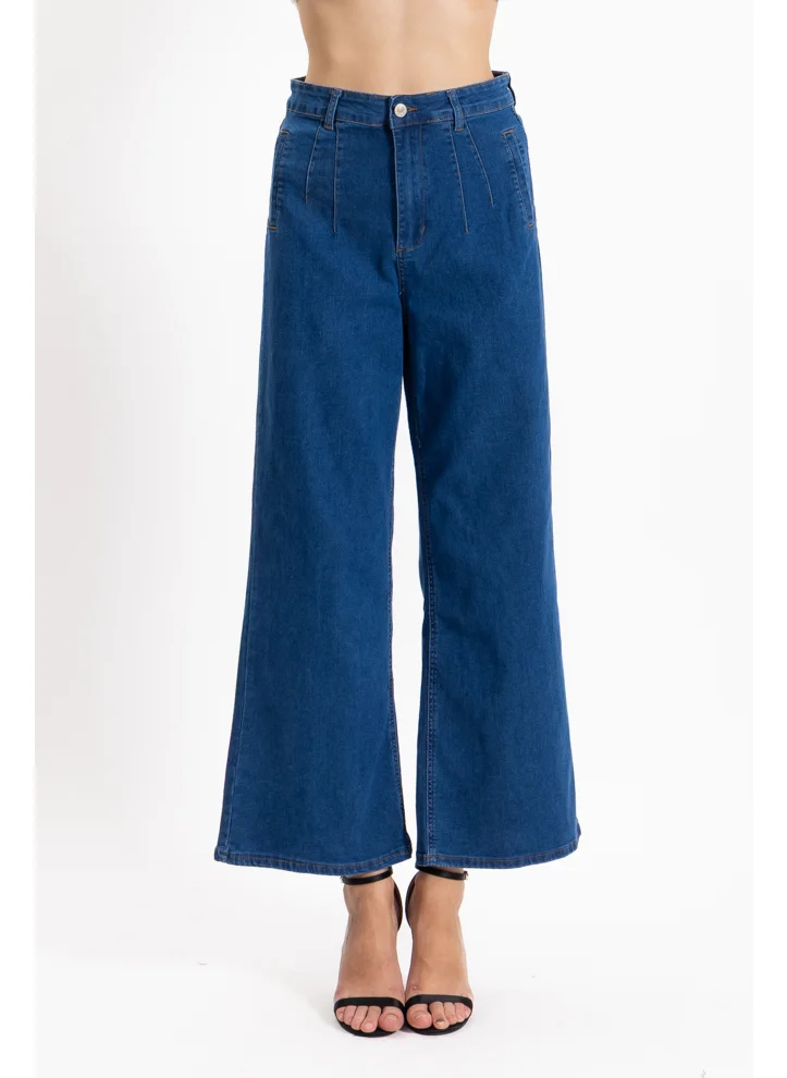 شايبس DETAILED WIDE HIGH-RISE JEANS