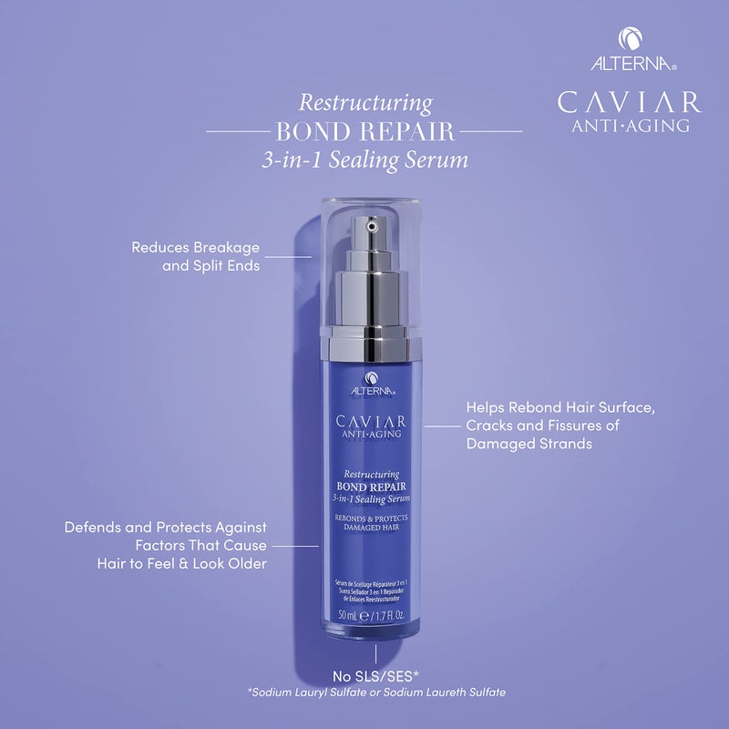 Alterna Haircare CAVIAR Anti-Aging Restructuring Bond Repair 3-in-1 Sealing Serum, Rebonds and Protects Damaged Hair,1.7 Fl Oz - Image 1