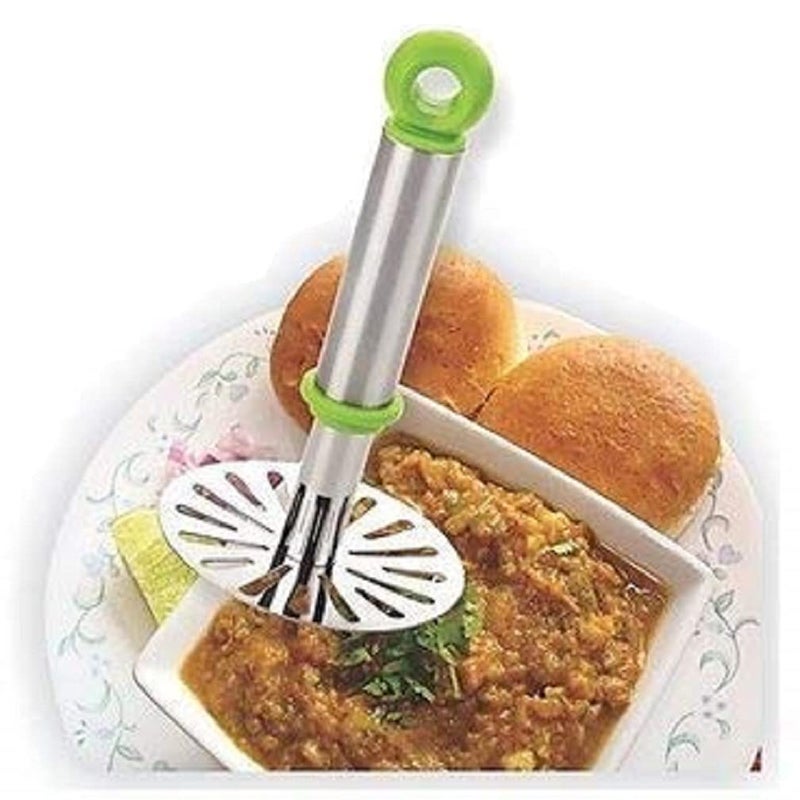 BLUE WONDER Blue Wonder Combo of Potato Vegetables Pav Bhaji Masher with Stainless Steel Soup Strainer Deep Fry Oil Strainer  - Image 4