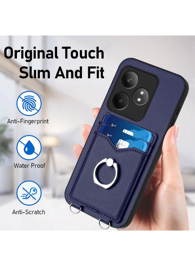 اس-توب جراب لهاتف Realme GT Neo6 / GT 6T 5G R20 جراب هاتف مزود بحلقة حبل وحامل بطاقات - Image 5