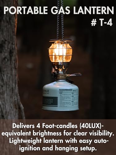 camping moon CAMPINGMOON Mini Gas Camping Lantern with Hanging Chain Hard Case 80W Equivalent Brightness Adjustable Dial Outdoor Portable Butane Lamp for Hiking Backpacking Emergency Tent Lighting T4 - Image 3