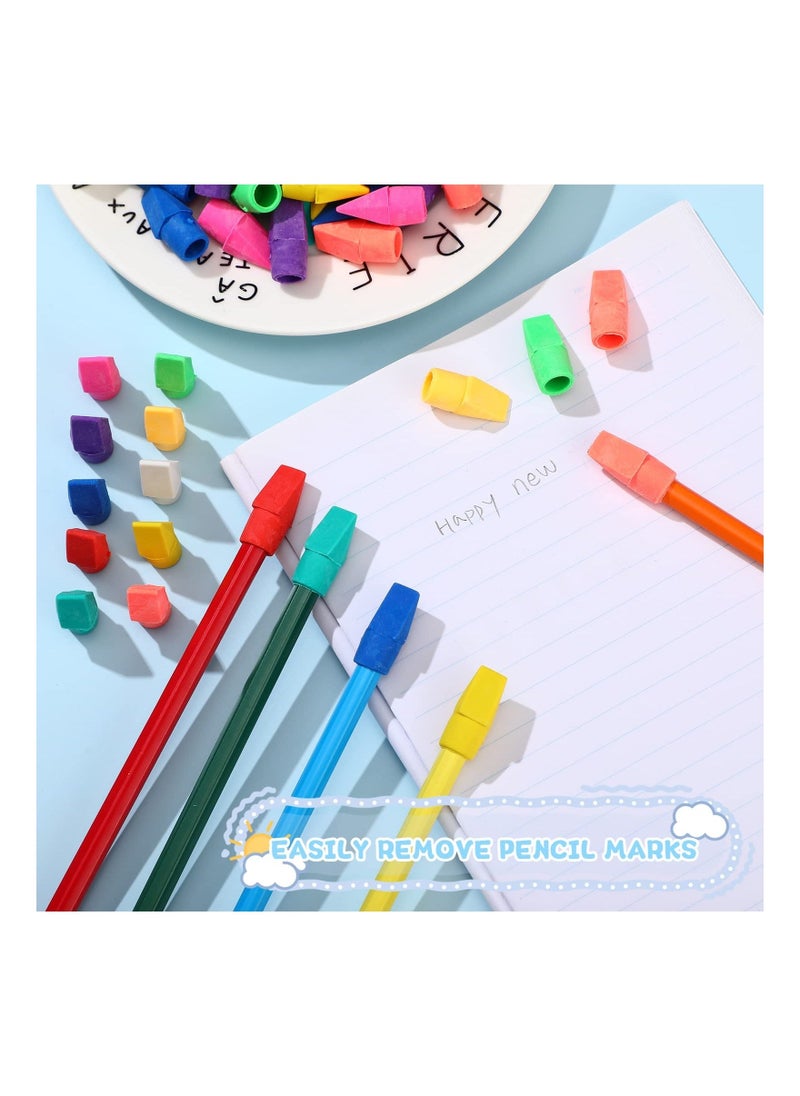 Pencil Top Erasers, 100 Pcs Colored Cap Erasers Erasers, Pencil Eraser Toppers, Pencil Eraser Caps, Bulk Studying Supplies for Kids Students Teachers School Classroom Home Office, Erasers for Kids - Image 3