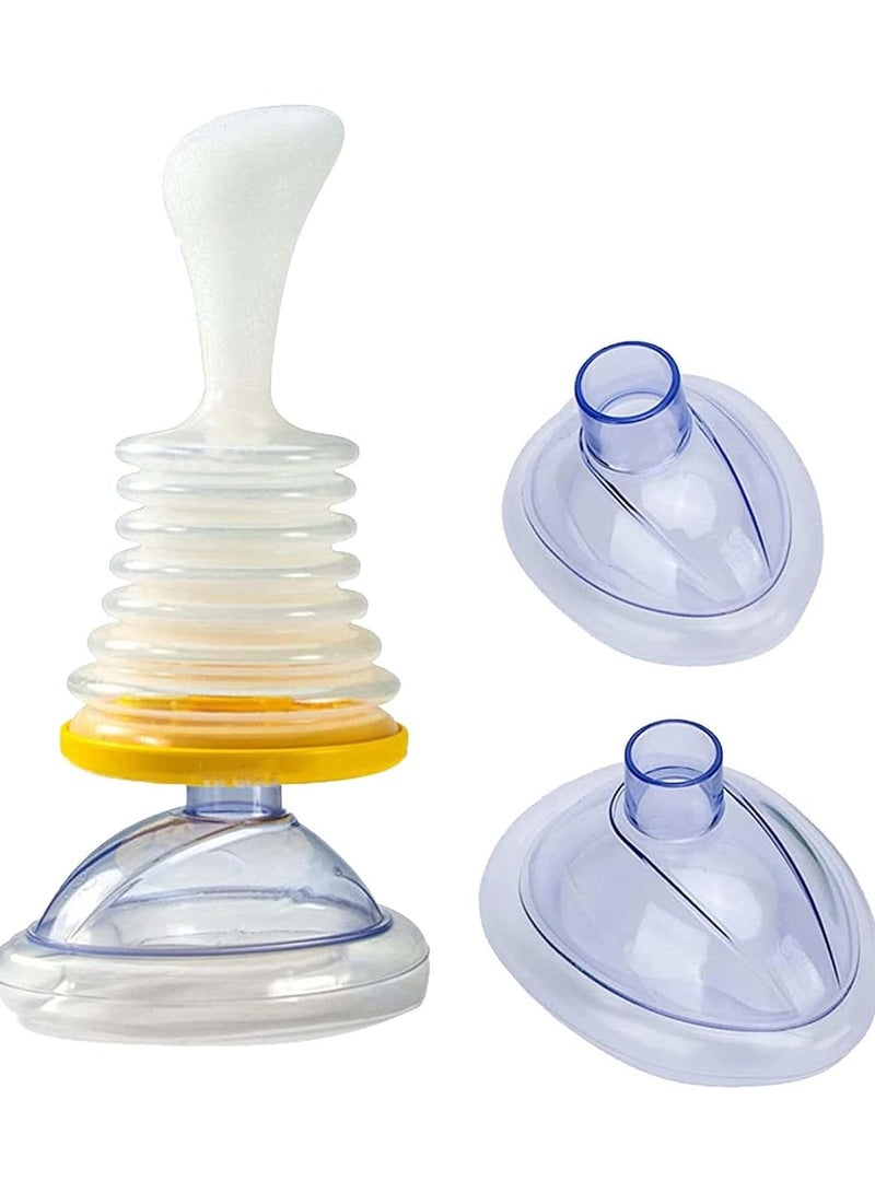 Choking Rescue Device,Professional Choking Emergency Device for Adult and Children,Suction Anti Choking Device, 2 Different Size Masks, Emergency Device (Yellow) - Image 1