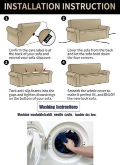 GOOTOY 4-Piece Couch Sofa Cover with Skirt Durable Washable High Elastic Stretchable Easy Fit Universal Furniture Protector  - Image 4