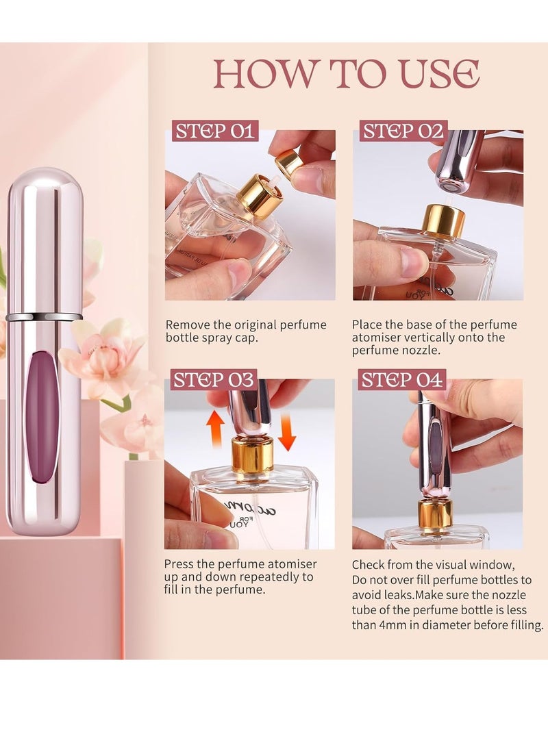 Scrolls 5Pcs Perfume Spray Bottle Set - Portable Mini Refillable Perfume Atomizer Bottle For Travel Spray Scent Pump Case 5 ml (Multicolor) - Image 3