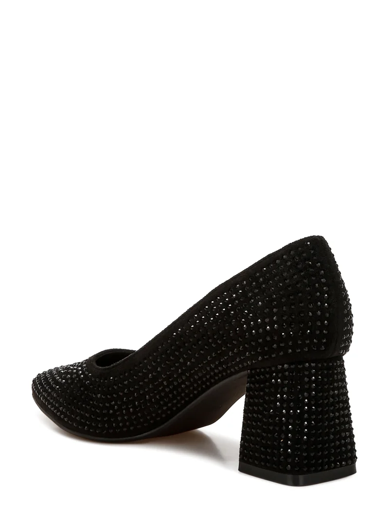 London Rag Rhinestones Embellished Pumps in Black