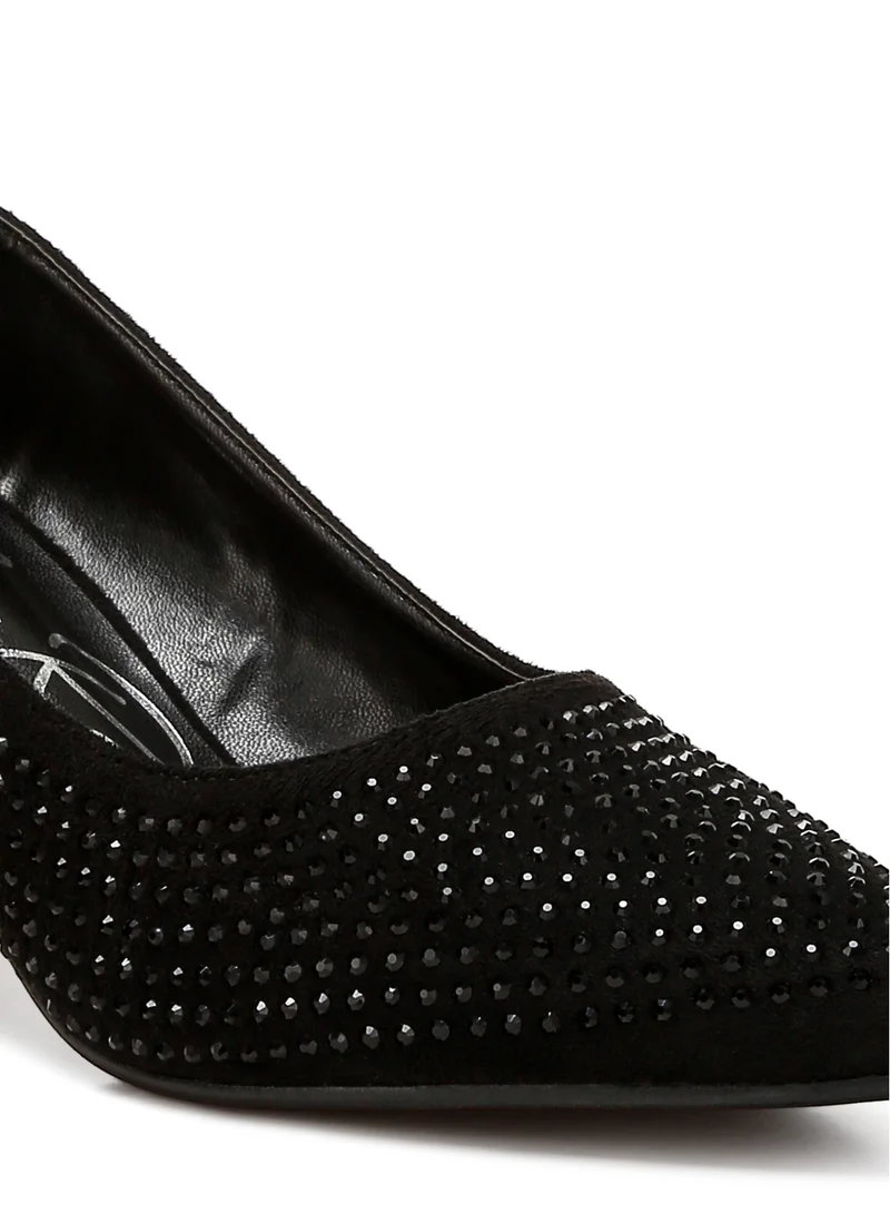 London Rag Rhinestones Embellished Pumps in Black