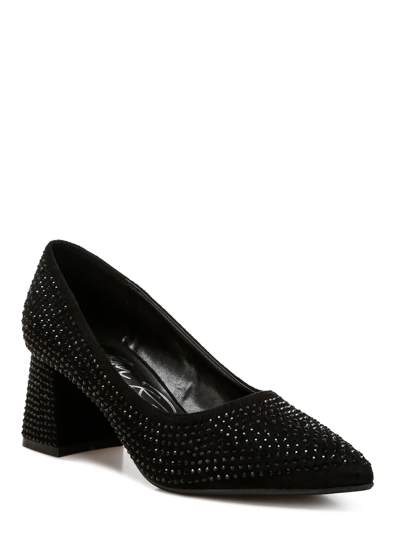 London Rag Rhinestones Embellished Pumps in Black