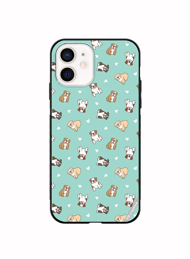 VR CREATIVE Protective Case Cover For Apple iPhone 12 Cartoon Bulldog Dog Design Multicolour - Image 1